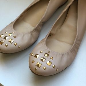 J. Crew nude flats with gold studs
